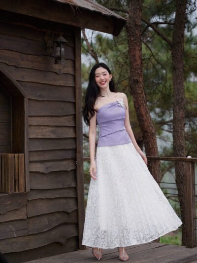 Chân váy ren xếp ly dáng dài - CV842